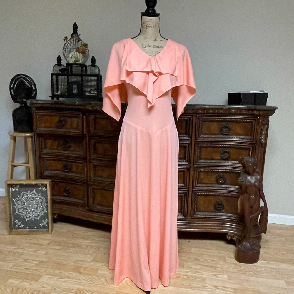 1970's peach Disco Dress size M/L